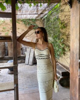Vestido crochet coba beige