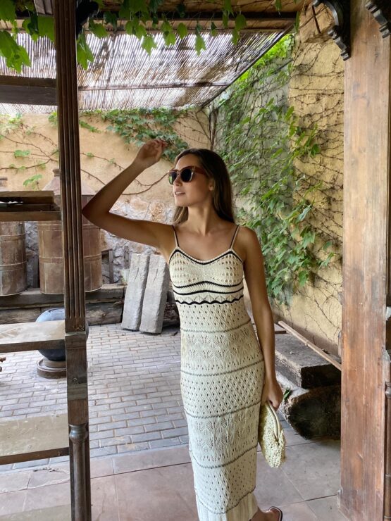 Vestido crochet coba beige