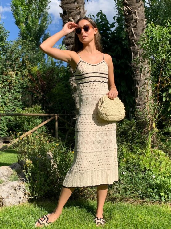 Vestido crochet coba beige - Imagen 2