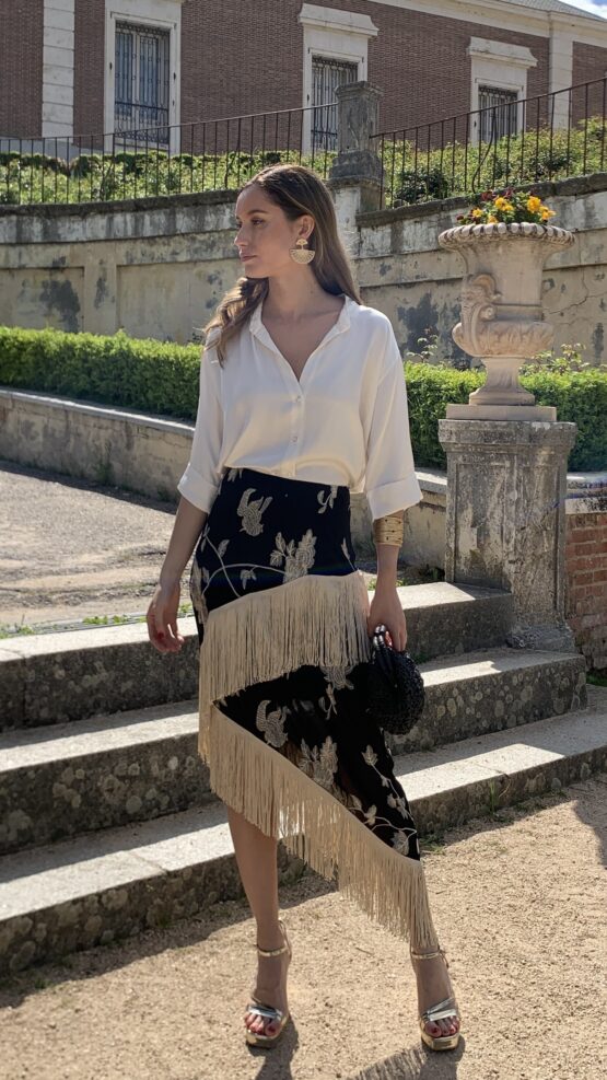 Falda Triana bordada con flecos - Imagen 2