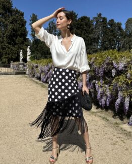Falda lunares flecos negro