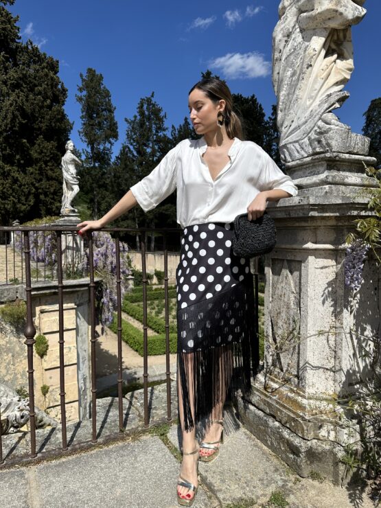 Falda lunares flecos negro - Imagen 5