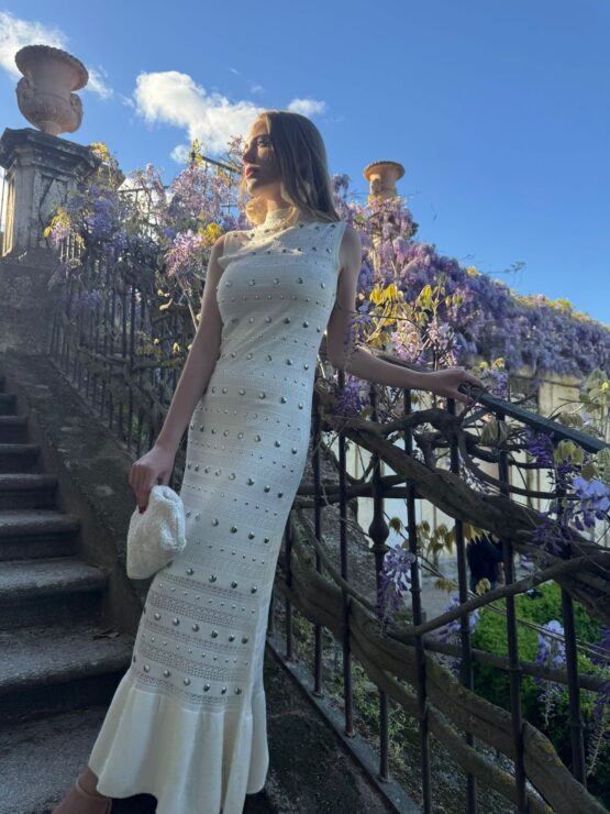 Vestido tachas sena Ivory