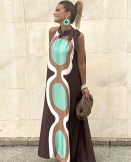 Vestido satén candela chocolate