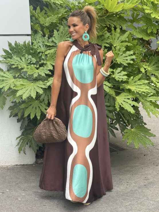 Vestido satén candela chocolate - Imagen 3