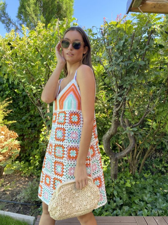 Vestido crochet patchwork Orange - Imagen 2