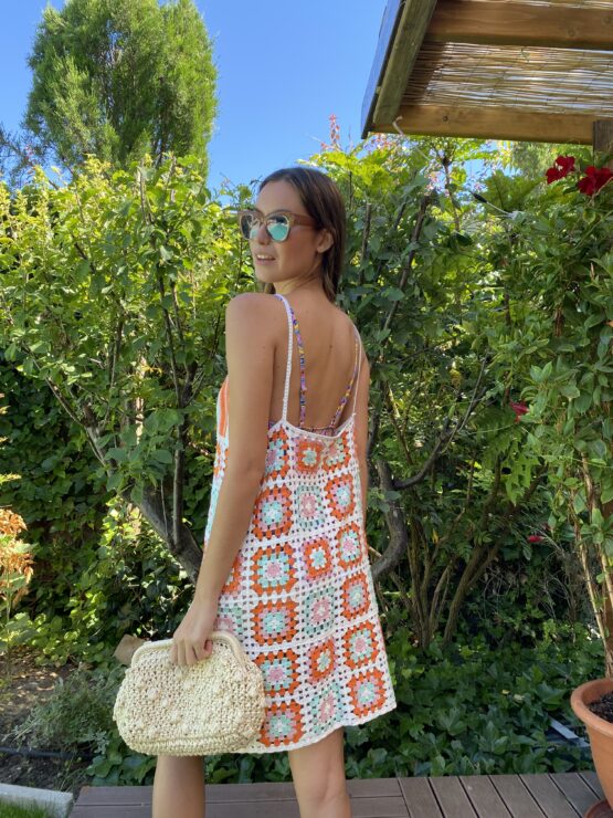 Vestido crochet patchwork Orange - Imagen 3