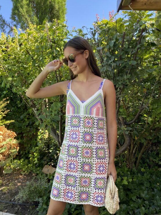 Vestido crochet patchwork rose - Imagen 4