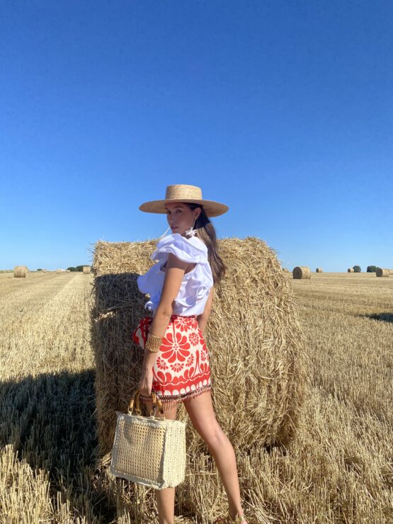 Falda short pareo rouge - Imagen 3