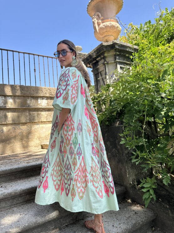 Vestido bordado Denia verde agua - Imagen 5