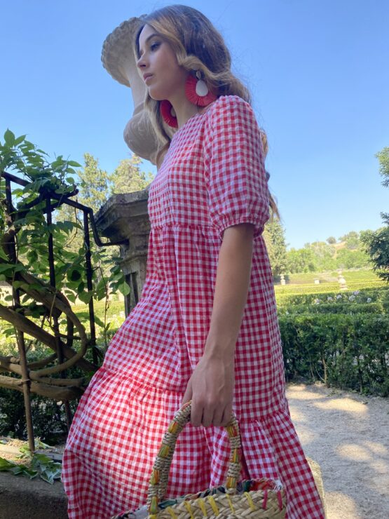 Vestido belair Vichy rouge - Imagen 3