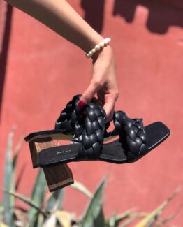 Sandalias Doble Trenzado Negro