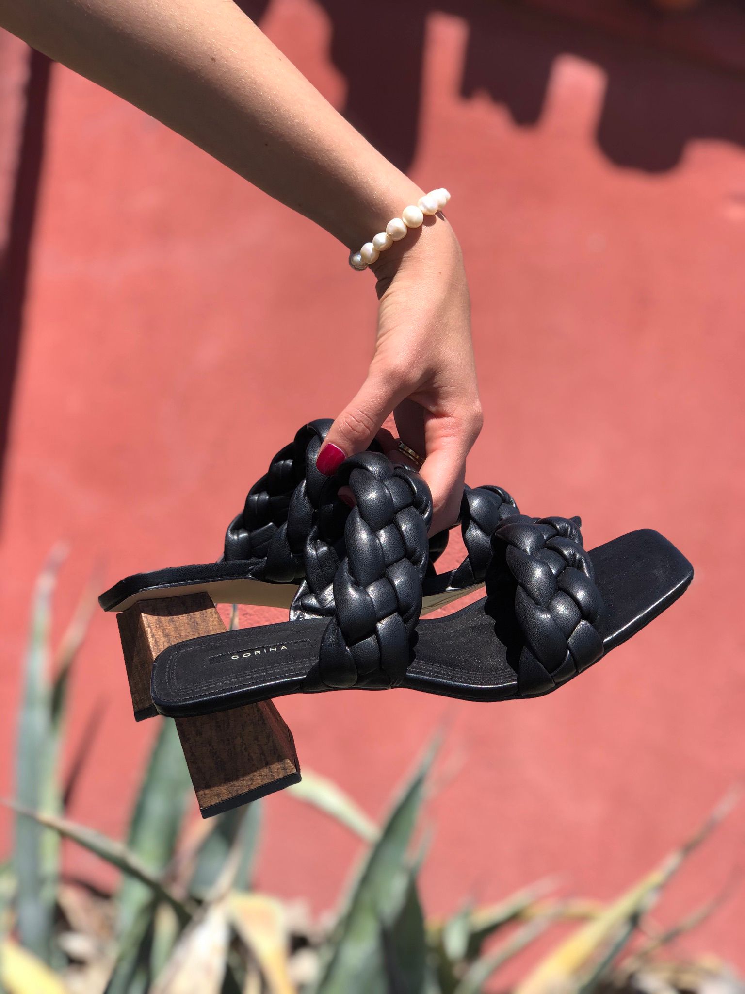 Sandalias Doble Trenzado Negro