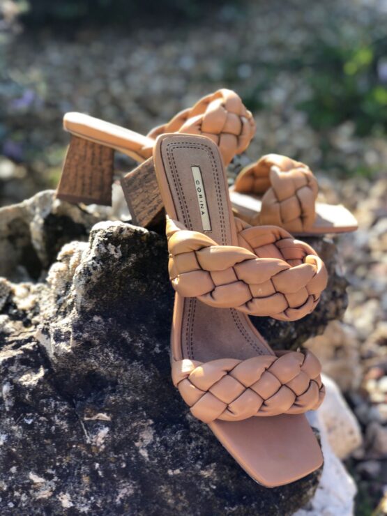 Sandalias Doble Trenzado Camel