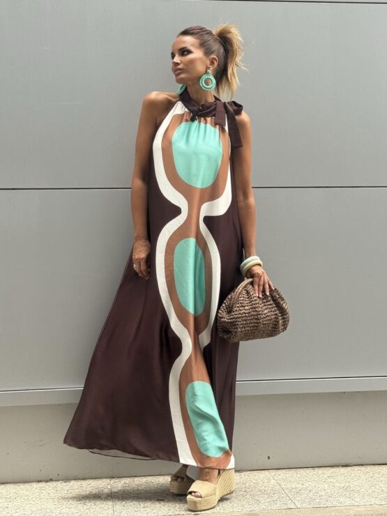 Vestido satén candela chocolate - Imagen 2